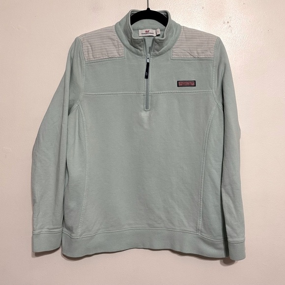 Vineyard Vines Shep Shirt 1/4 Zip Striped Sweatshirt Pullover size Large Blue - Picture 1 of 5